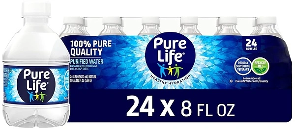 Pure Life, Purified Water, 8 Fl Oz, Plastic Bottled Water, 24 Pack