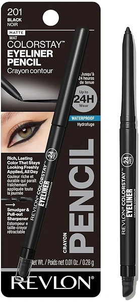 Revlon ColorStay Waterproof Eyeliner, Smudge-Proof, Built-In Sharpener, 201 Black