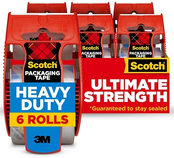 Scotch Heavy Duty Shipping Packing Tape, Clear, 1.88 in. x 22.2 yd., 6 Rolls