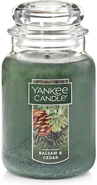 Yankee Candle Balsam & Cedar Scented Classic 22oz Jar Candle, 110+ Hours Burn