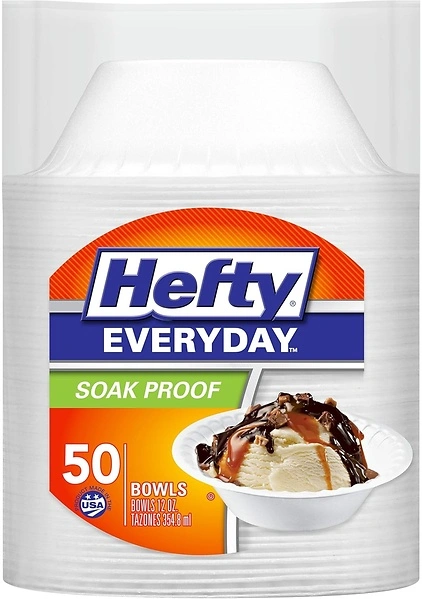 Hefty Medium Round Disposable Foam Bowls - 50 Bowls