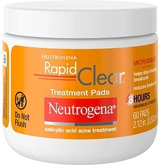 Neutrogena Rapid Clear Acne Face Pads, Salicylic Acid Treatment, 60 Count