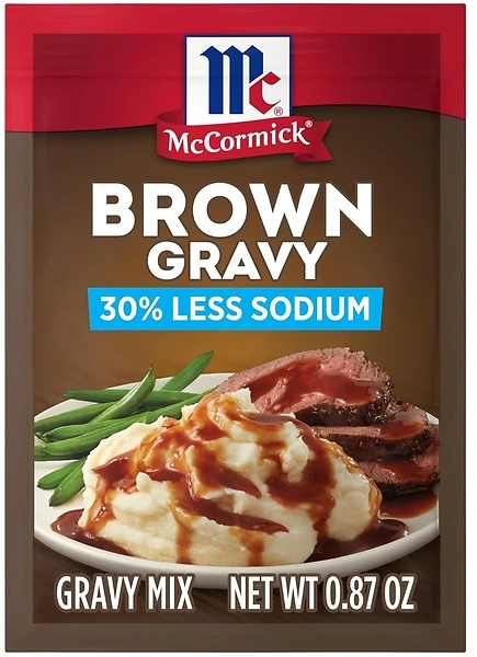 McCormick 30 Less Sodium Brown Gravy Mix, 0.87 oz