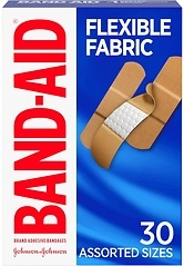 Band-Aid Flexible Fabric Adhesive Bandages, Assorted Sizes, 30 ct