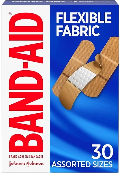 Band-Aid Flexible Fabric Adhesive Bandages, Assorted Sizes, 30 ct