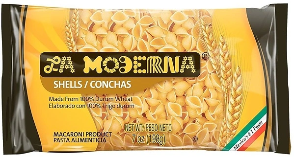 La Moderna Shells Pasta, Noodles, Durum Wheat, Protein, Fiber, Vitamins, 7 Oz