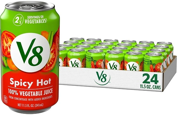 V8 Spicy Hot 100 Vegetable Juice, 11.5 fl oz Can (24 Pack)