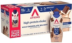 Atkins Milk Chocolate Protein Shake, 15g Protein, Low Carb, Keto Friendly, 12-Pack