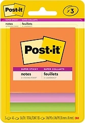Post-it Super Sticky Notes, 3 x 3 in., 3 Pads, Energy Boost Collection