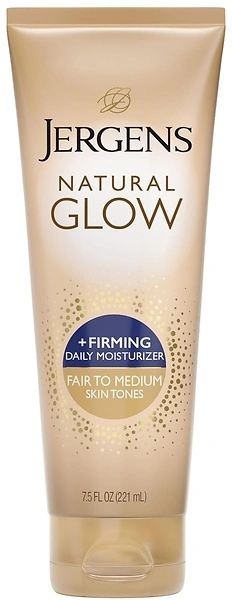 Jergens Natural Glow + FIRMING Self Tanner, Tanning Lotion for Fair to Medium, 7.5 Oz