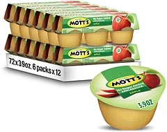 Mott's No Sugar Added Applesauce, 3.9 Oz Cups, 72 Count (12 Packs Of 6)