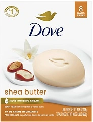 Dove Beauty Bar Gentle Skin Cleanser, Shea Butter, 8 Bars, 3.75 oz Each