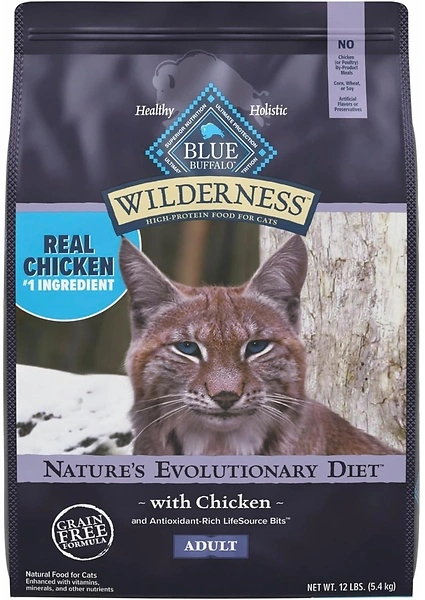 Blue Buffalo Wilderness Natural Adult Dry Cat Food, High-Protein, Chicken, 12 lb.