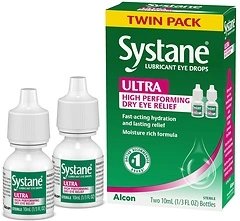 Systane Ultra Lubricant Eye Drops, Artificial Tears for Dry Eye, Twin Pack, 10 mL
