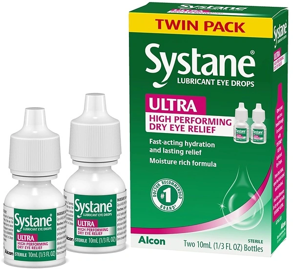 Systane Ultra Lubricant Eye Drops, Artificial Tears for Dry Eye, Twin Pack, 10 mL