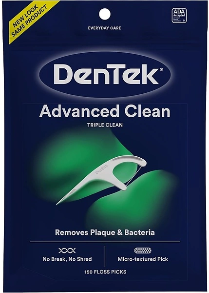DenTek Triple Clean Floss Picks, No Break & No Shred Floss, 150 Count
