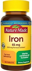Nature Made Iron 65 mg Tablets, Dietary Supplement, 180 Day Supply