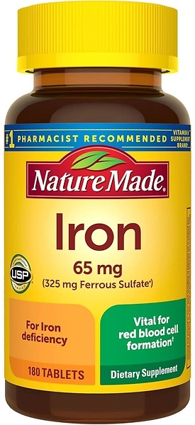 Nature Made Iron 65 mg Tablets, Dietary Supplement, 180 Day Supply