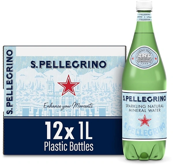 S.Pellegrino Sparkling Natural Mineral Water, 33.8 fl oz, 12 Bottles