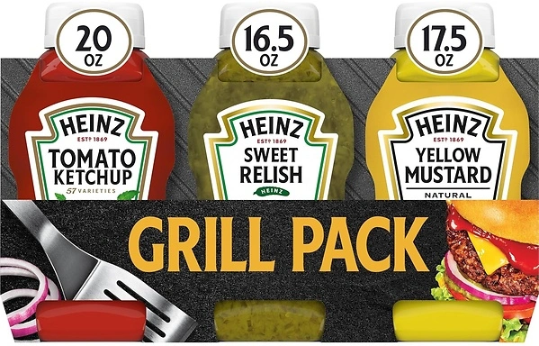 Heinz Tomato Ketchup, Sweet Relish & Yellow Mustard Grill Pack, 3 ct Pack