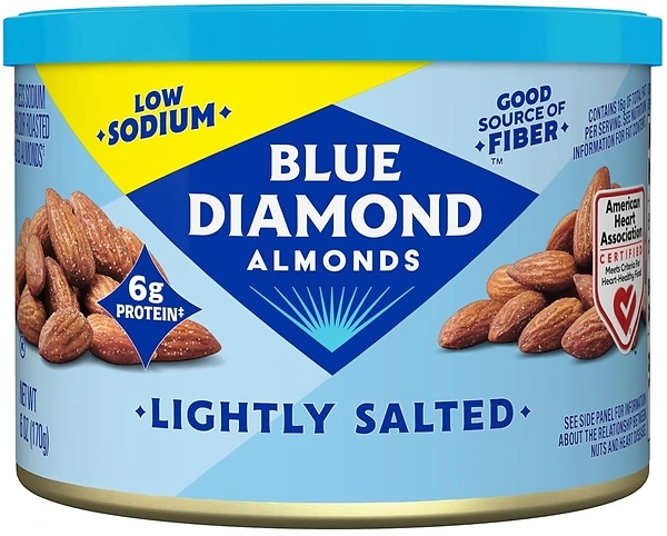 Blue Diamond Almonds, Lightly Salted, Low Sodium, 6 Ounce