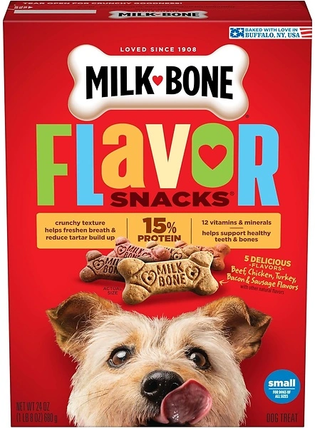 Milk-Bone Flavor Snacks Dog Treats, Small Biscuits, 24 Ounce, Crunchy Texture