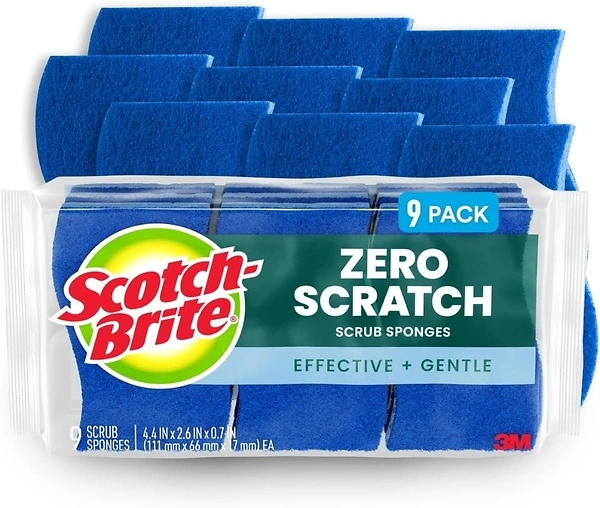 Scotch-Brite Zero Scratch Non-Scratch Scrub Sponges, 9 count, Blue
