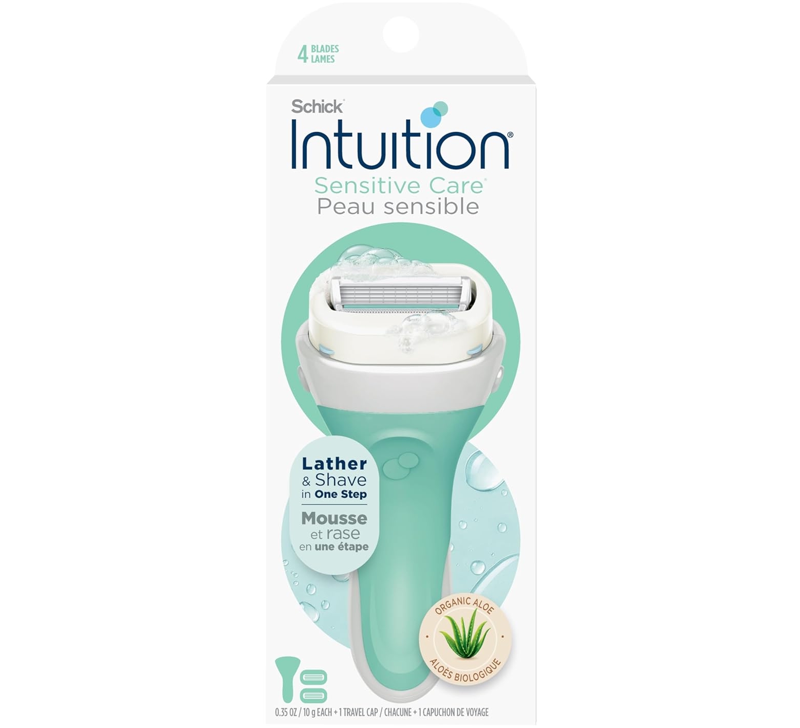 Schick Intuition Women's Razors, Sensitive Skin, 1 Razor & 2 Blades