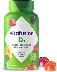 Vitafusion Vitamin D3 Gummies, Peach, Blackberry, Strawberry Flavored, 150 Count