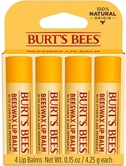 Burt's Bees Lip Balm, Original Beeswax with Vitamin E & Peppermint Oil - 4 Tubes