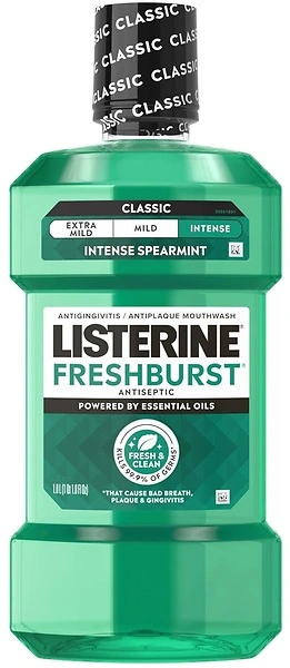Listerine Freshburst Antiseptic Mouthwash, Kills 99% of Germs, Spearmint, 1 L