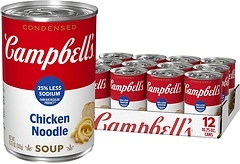 Campbell's Condensed 25 Less Sodium Chicken Noodle Soup, 10.75 oz Can (Pack of 12)