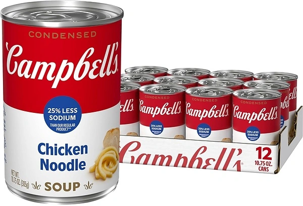 Campbell's Condensed 25 Less Sodium Chicken Noodle Soup, 10.75 oz Can (Pack of 12)