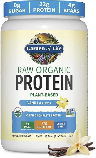 Garden of Life Raw Organic Protein Vanilla Powder, 20 Servings, 22g Protein