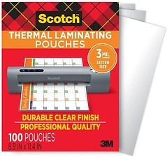 Scotch Thermal Laminating Pouches, 8.9 x 11.4 Inches, 100 Count