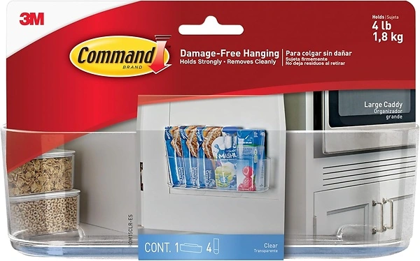 Command Large Caddy, Holds up to 4 lb, 8.6" x 3.1" x 3", 1 Caddy with 4 Strips