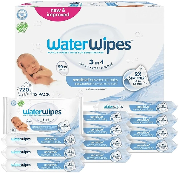 WaterWipes Original Baby Wipes, Unscented, 99.9% Water, Hypoallergenic, 60 Count