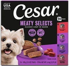 CESAR Adult Wet Dog Food Classic Loaf, Beef, Chicken, 3.5 oz, 24 Pack