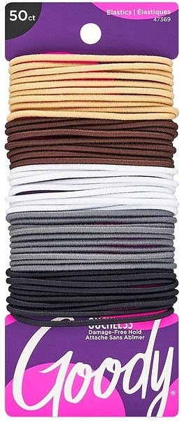 GOODY Ouchless Hair Tie, 50 Count, Neutral Colors, 2MM, Pain-Free Accessories