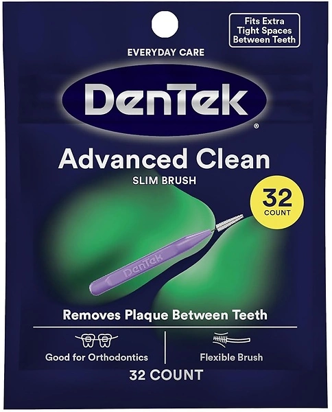 DenTek Slim Brush Advanced Clean Interdental Cleaners, Extra Tight, 32 Count