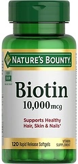 Nature's Bounty Biotin, Supports Healthy Hair, Skin and Nails, 10,000 mcg, 120 Ct
