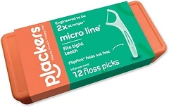 Plackers Micro Mint Dental Floss Picks with Travel Case, 12 Count