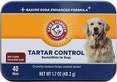 Arm & Hammer Tartar Control Dental Mints for Dogs, Beef Flavor, 40 Count