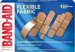 Band-Aid Flexible Fabric Adhesive Bandages for Wound Care, Assorted Sizes, 100 ct