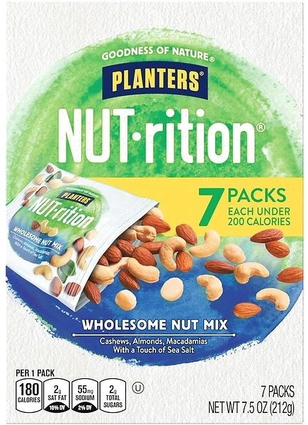 PLANTERS NUT-rition Wholesome Nut Mix, Mixed Nuts with Cashews, 7.5oz (7 Count)