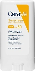 CeraVe Mineral Sunscreen Stick SPF 50, Broad Spectrum, Hyaluronic Acid, 1 Face Stick