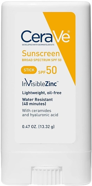 CeraVe Mineral Sunscreen Stick SPF 50, Broad Spectrum, Hyaluronic Acid, 1 Face Stick