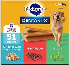 Pedigree Dentastix Large Breed Dog Treats, Original, Beef & Fresh Flavor, 51 Treats