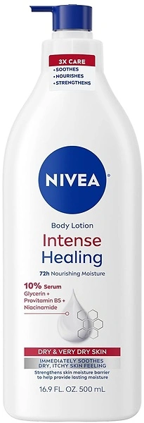 NIVEA Intense Healing Body Lotion, 72-Hour Moisture, Provitamin B5, 16.9 Fl Oz