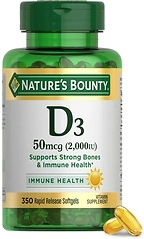 Nature's Bounty Vitamin D, Immune Support, 2000 IU, 50 mcg, Softgels, 350 Ct